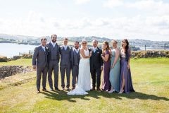 Bride, Groom and full bridal party on the Charles Fort headland in Kinsale
